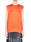 Stella Mccartney Satin-finish Sleeveless Top In Scarlet Red In Orange