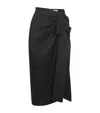 Stella Mccartney Satin Gathered Midi Skirt In Black