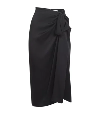 Stella Mccartney Satin Gathered Midi Skirt In Black