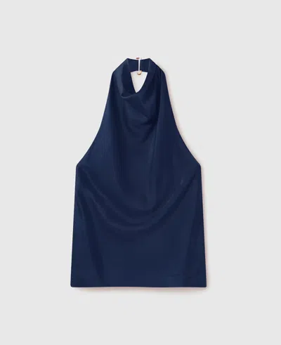 Stella Mccartney Satin Halterneck Top In Blue