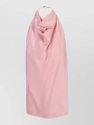 Stella Mccartney Satin Halterneck Top Draped Backless Design In Purple