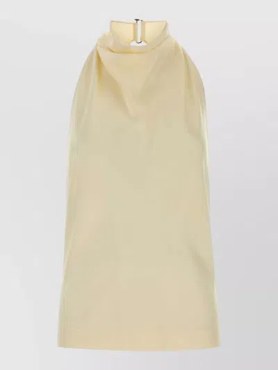 Stella Mccartney Satin Halterneck Top Draped Front Detail In Yellow