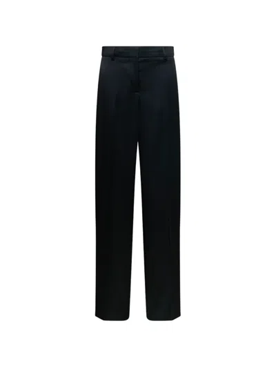 Stella Mccartney Satin Dropped Waist Straight Pants In Black