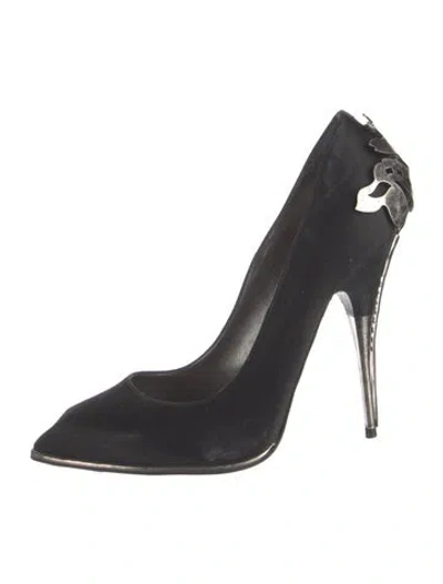 Pre-owned Stella Mccartney Satin Lasercut Accents Pumps In Black