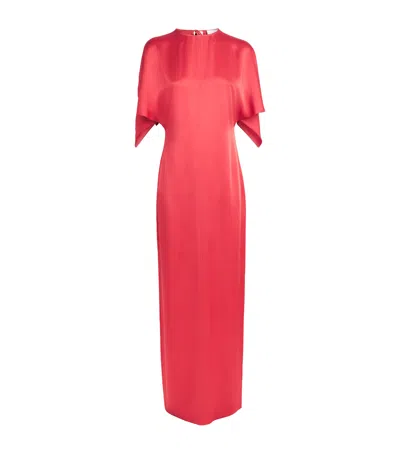 Stella Mccartney Draped Satin-crepe Maxi Dress In Red