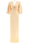 STELLA MCCARTNEY SATIN MAXI DRESS WITH CUT-OUT RING DETAIL