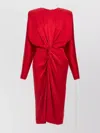 Stella Mccartney Satin Midi Dress Draped Front In Red