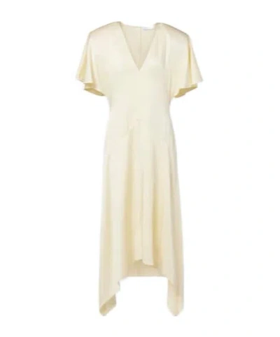 Stella Mccartney Womens Buttermilk V-neck Short-sleeve Satin Midi Dress In Neutral