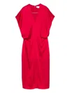 Stella Mccartney Draped Sleeves V-neck Midi Dress In Red