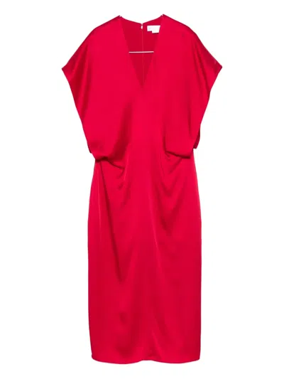 Stella Mccartney Satin Midi Dress In Red