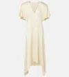 Stella Mccartney Womens Buttermilk V-neck Short-sleeve Satin Midi Dress In Neutral
