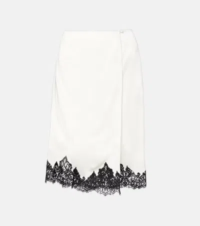 Stella Mccartney Satin Midi Skirt In White