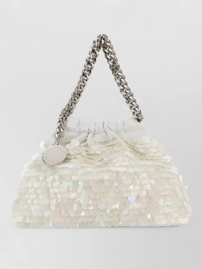 Stella Mccartney Satin Mini Falabella Clutch Bag Chain In Silver
