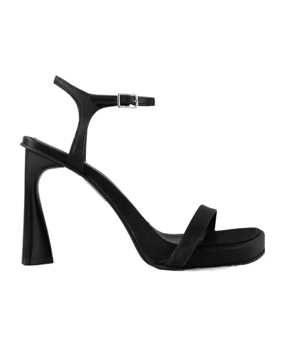 Stella Mccartney Satin Platform Sandals In Black