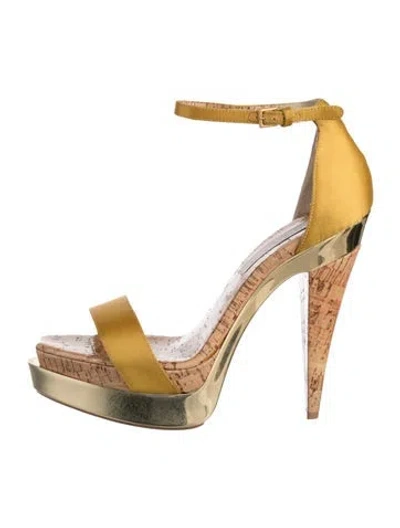 Pre-owned Stella Mccartney Satin Sandals In Yellow