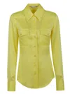 Stella Mccartney Yellow Satin Shirt With Double Pocket In Yellow