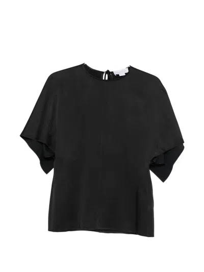 Stella Mccartney Satin Silk Top In Black