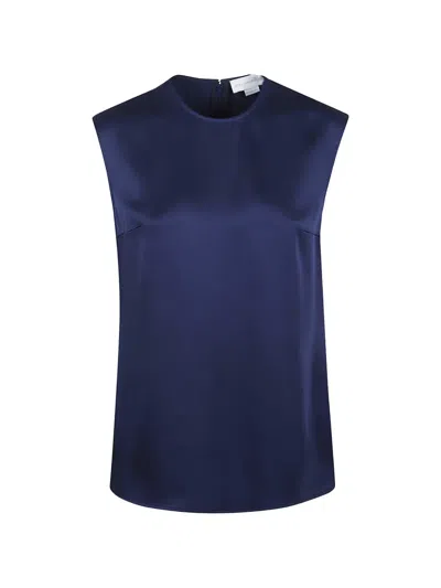 Stella Mccartney Satin Sleeveless Top In Blue