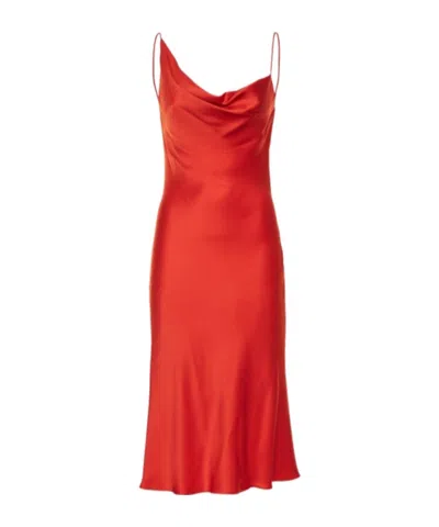 Stella Mccartney Satin Spaghetti Straps Midi Slip Dress In Red