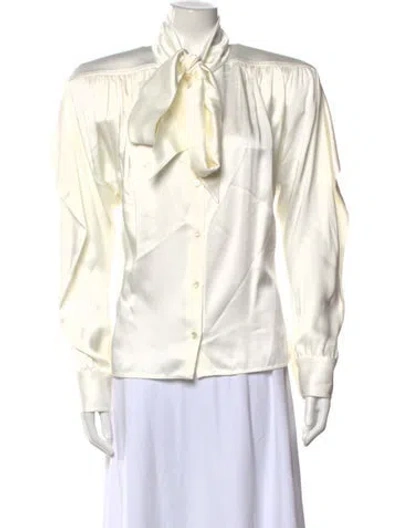 Pre-owned Stella Mccartney Satin Tie Neck Blouse W/ Tags In Neutral