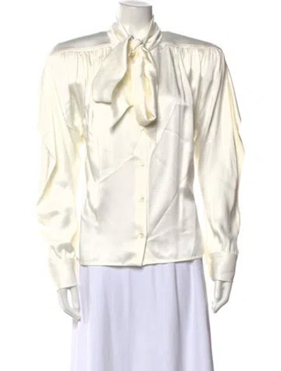 Pre-owned Stella Mccartney Satin Tie Neck Blouse W/ Tags In Neutral