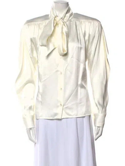 Pre-owned Stella Mccartney Satin Tie Neck Blouse W/ Tags In Neutral