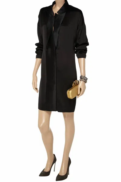 Stella Mccartney Satin Tuxedo Dress In Black