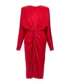 Stella Mccartney Satin Midi Dress Draped Front In Red