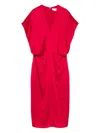 Stella Mccartney Draped Sleeves V-neck Midi Dress In Pink