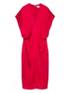 Stella Mccartney Draped Sleeves V-neck Midi Dress In Red