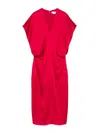 Stella Mccartney Draped Sleeves V-neck Midi Dress In Red