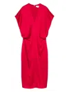 Stella Mccartney Stella Mc Cartney Satin V Necked Midi Dress In Red