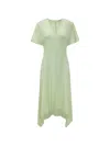 Stella Mccartney Envers Satin V Neck Dress In Green
