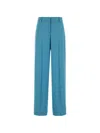 Stella Mccartney Satin Dropped Waist Straight Wide Leg Pants In Blue