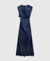 Stella Mccartney Satin Wrapped Short-sleeve Maxi Dress In Blue