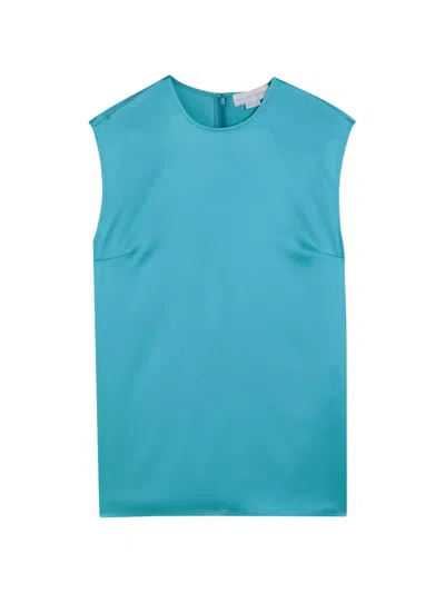 Stella Mccartney Satin Zip-up Tank Top In Blue