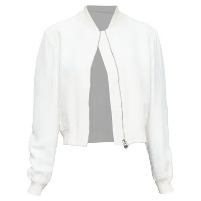 Stella Mccartney Scale Jacquard Cropped Bomber In White