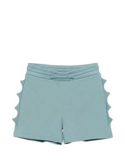 Stella Mccartney Scallop-trim Jersey Shorts In Blue