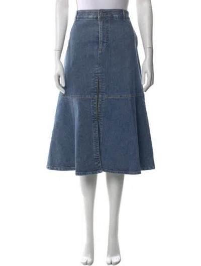Pre-owned Stella Mccartney Scalloped Accent Midi Length Skirt W/ Tags In Blue