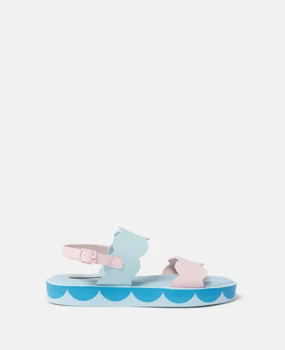Stella Mccartney Scalloped Ankle-buckle Sandals In Pink/blue