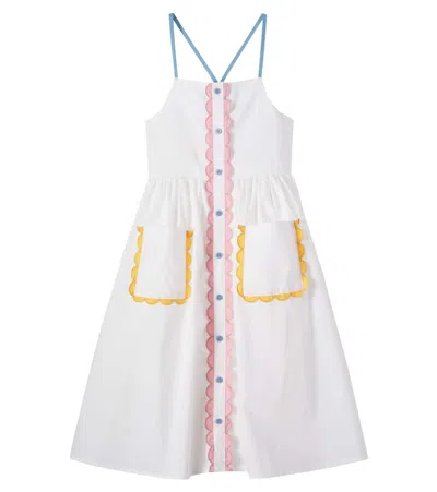 Stella Mccartney Kids' Scalloped Cotton Dress In White