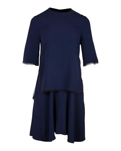 Stella Mccartney Scalloped Layered Dress In Navy Blue Viscose