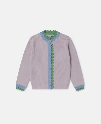 Stella Mccartney Embroidered Cotton Knit Cardigan In Purple