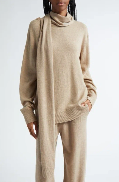 Stella Mccartney Scarf Detail Cashmere & Wool Sweater In Beige