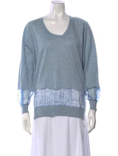 Pre-owned Stella Mccartney Scoop Neck Long Sleeve Top In Blue