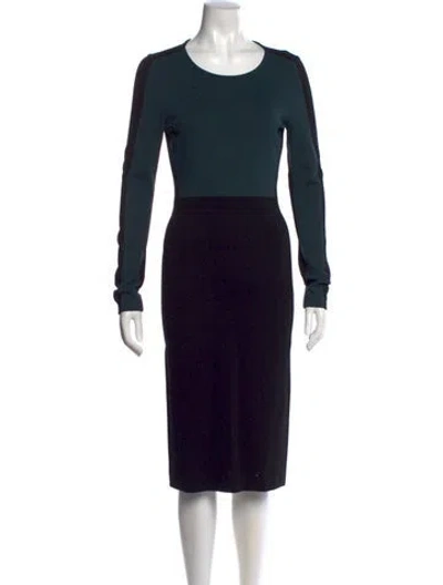 Pre-owned Stella Mccartney Scoop Neck Midi Length Dress In Black