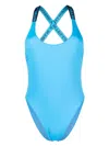 Stella Mccartney Sporty Logo One-piece Swimsuit In Blue