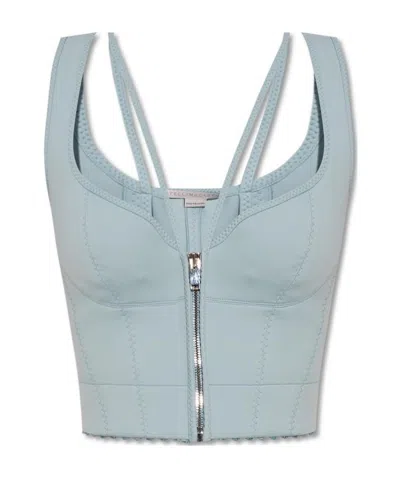 Stella Mccartney Scuba Zip Corset Top In Gray