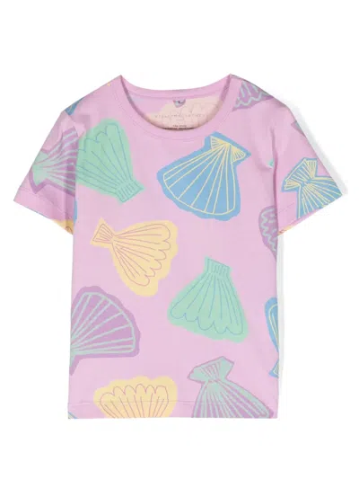 Stella Mccartney Kids' Seashell-print Cotton T-shirt In Pink