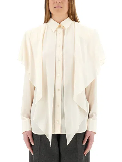 Stella Mccartney Semi-transparent Shirt With Layered Panel In Beige